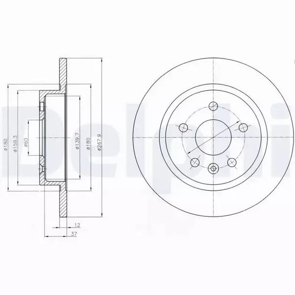 DELPHI TARCZE+KLOCKI TYŁ OPEL ASTRA IV J 268MM 