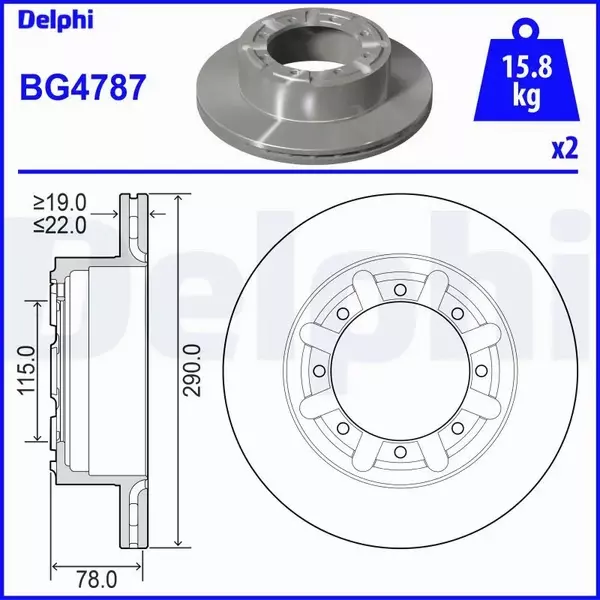 DELPHI TARCZA HAMULCOWA BG4787 
