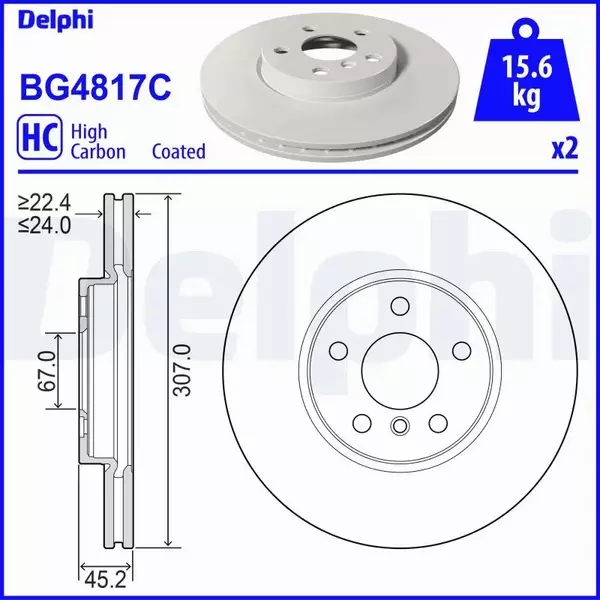 DELPHI TARCZA HAMULCOWA BG4817C 