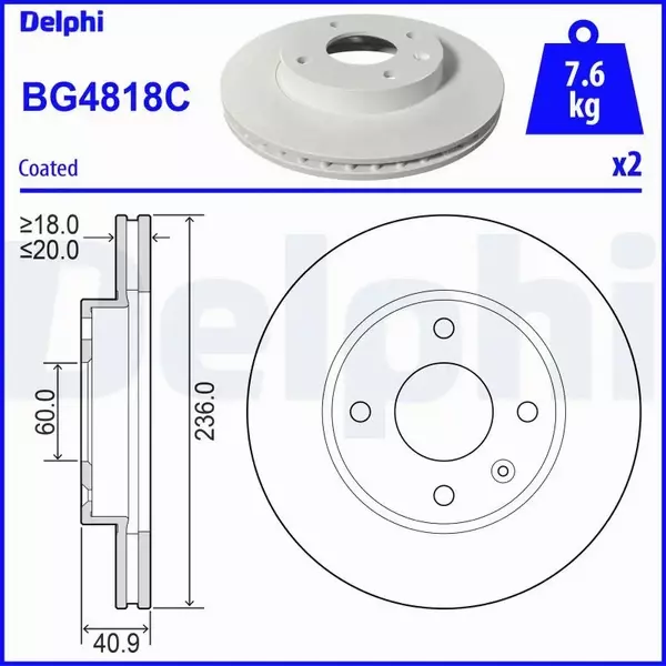 DELPHI TARCZA HAMULCOWA BG4818C 