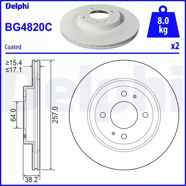 DELPHI TARCZE HAMULCOWE PRZÓD BG4820C 