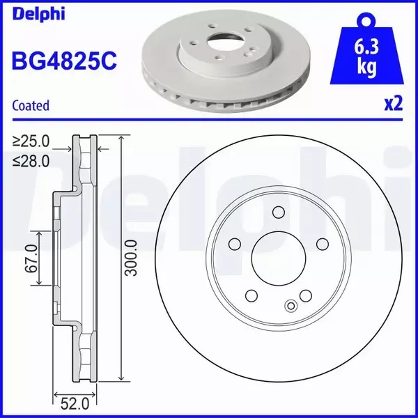 DELPHI TARCZA HAMULCOWA BG4825C 