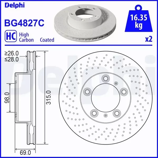 DELPHI TARCZA HAMULCOWA BG4827C 