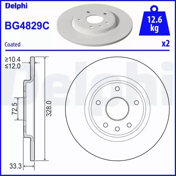 DELPHI TARCZE HAMULCOWE TYŁ BG4829C 