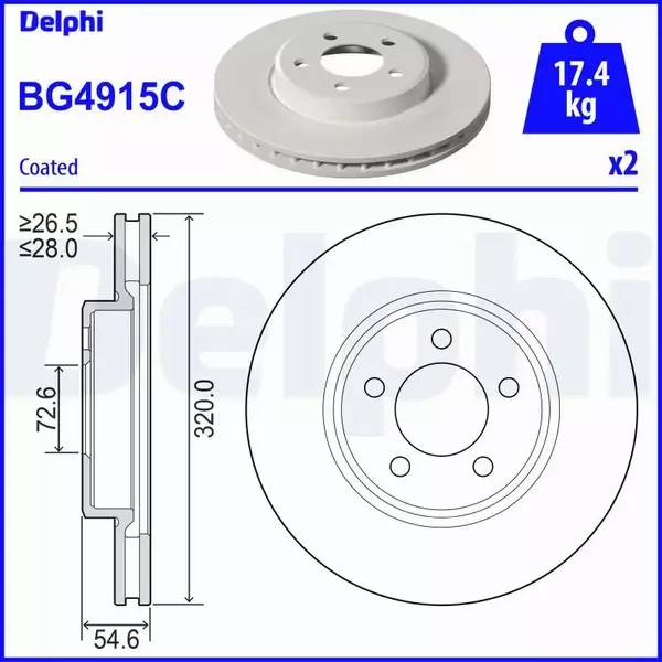 DELPHI TARCZA HAMULCOWA BG4915C 