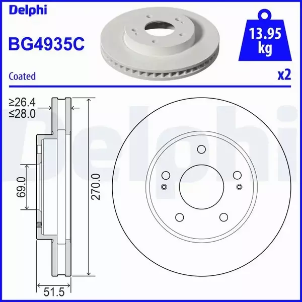 DELPHI TARCZA HAMULCOWA BG4935C 