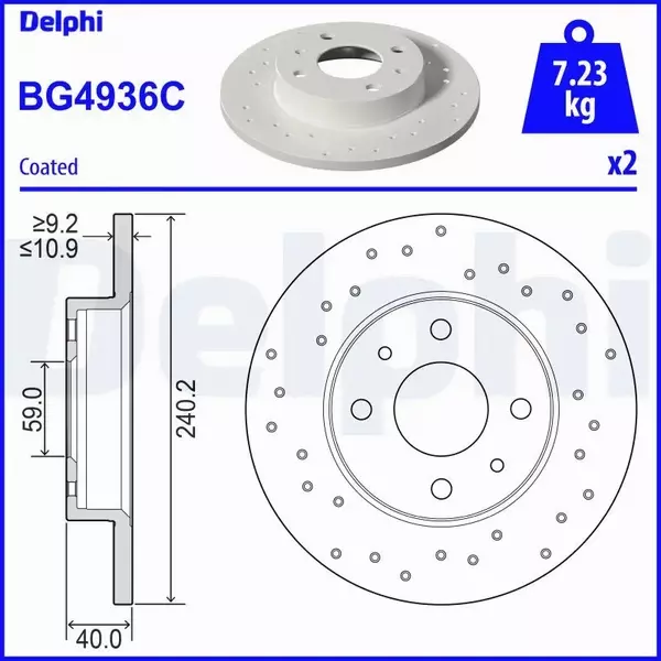 DELPHI TARCZA HAMULCOWA BG4936C 