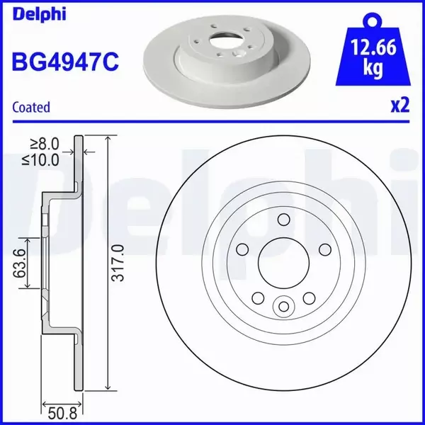 DELPHI TARCZE HAMULCOWE TYŁ BG4947C 