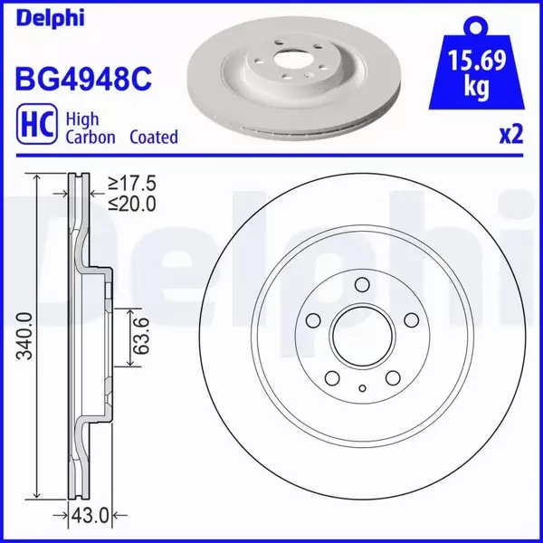 DELPHI TARCZA HAMULCOWA BG4948C 