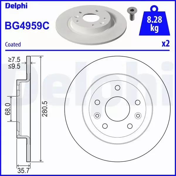 DELPHI TARCZA HAMULCOWA BG4959C 