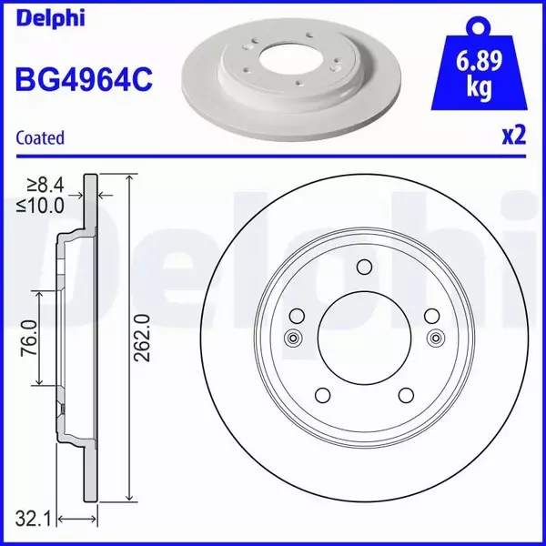 DELPHI TARCZA HAMULCOWA BG4964C 