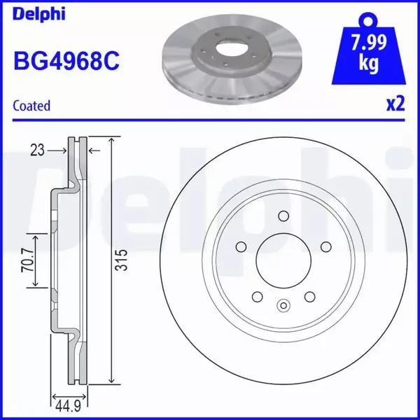 DELPHI TARCZA HAMULCOWA BG4968C 