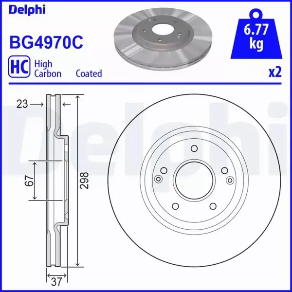 DELPHI TARCZA HAMULCOWA BG4970C 