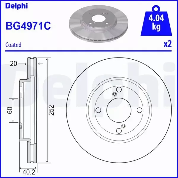 DELPHI TARCZA HAMULCOWA BG4971C 