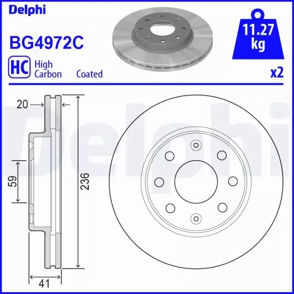 DELPHI TARCZA HAMULCOWA BG4972C 