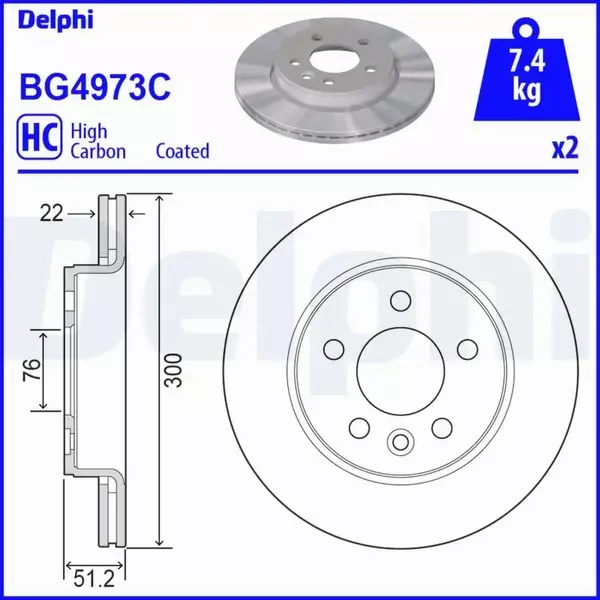 DELPHI TARCZA HAMULCOWA BG4973C 