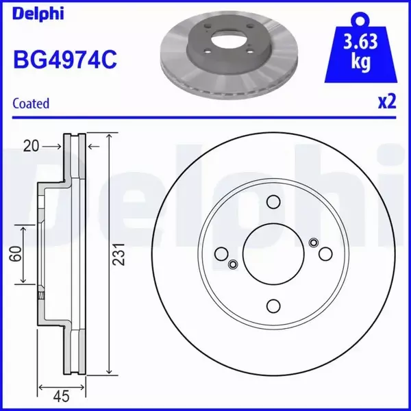 DELPHI TARCZA HAMULCOWA BG4974C 