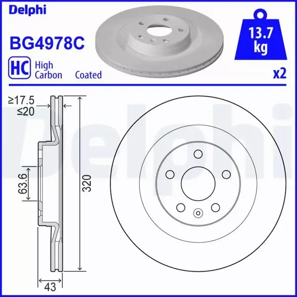 DELPHI TARCZA HAMULCOWA BG4978C 