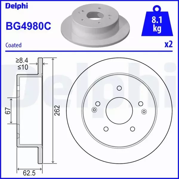 DELPHI TARCZA HAMULCOWA BG4980C 