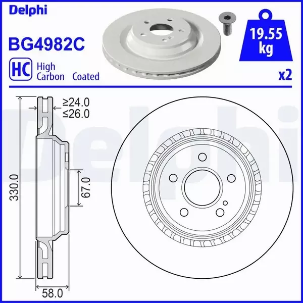 DELPHI TARCZA HAMULCOWA BG4982C 