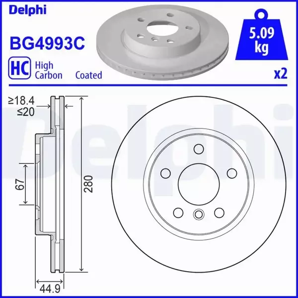 DELPHI TARCZA HAMULCOWA BG4993C 