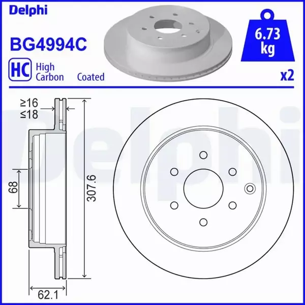 DELPHI TARCZA HAMULCOWA BG4994C 