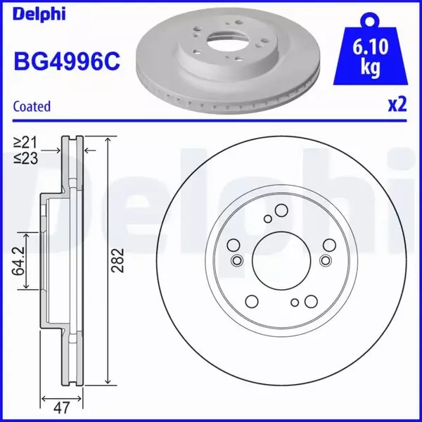 DELPHI TARCZA HAMULCOWA BG4996C 