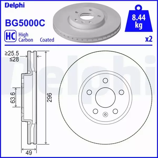 DELPHI TARCZA HAMULCOWA BG5000C 