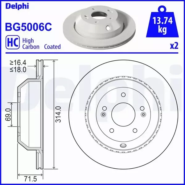 DELPHI TARCZA HAMULCOWA BG5006C 