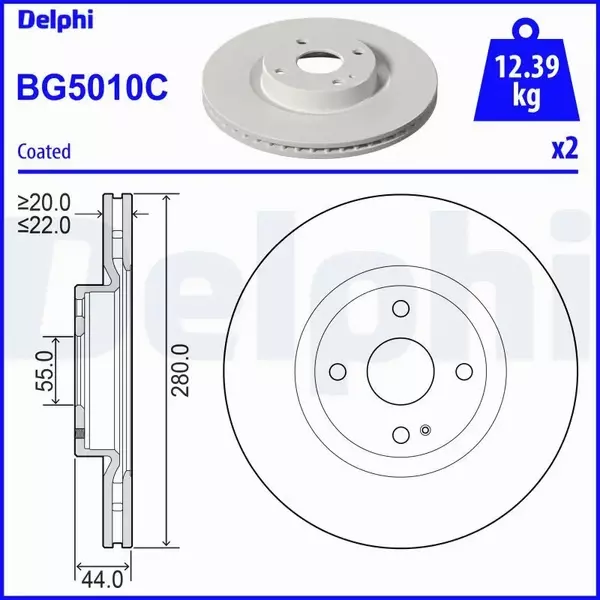 DELPHI TARCZA HAMULCOWA BG5010C 