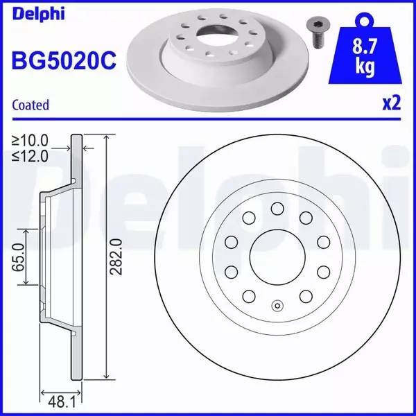 DELPHI TARCZA HAMULCOWA BG5020C 