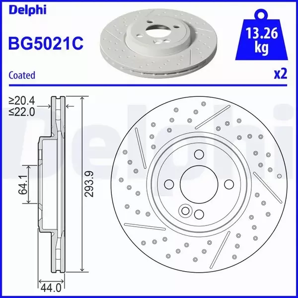 DELPHI TARCZA HAMULCOWA BG5021C 