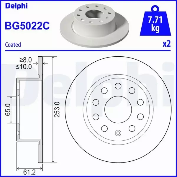 DELPHI TARCZA HAMULCOWA BG5022C 