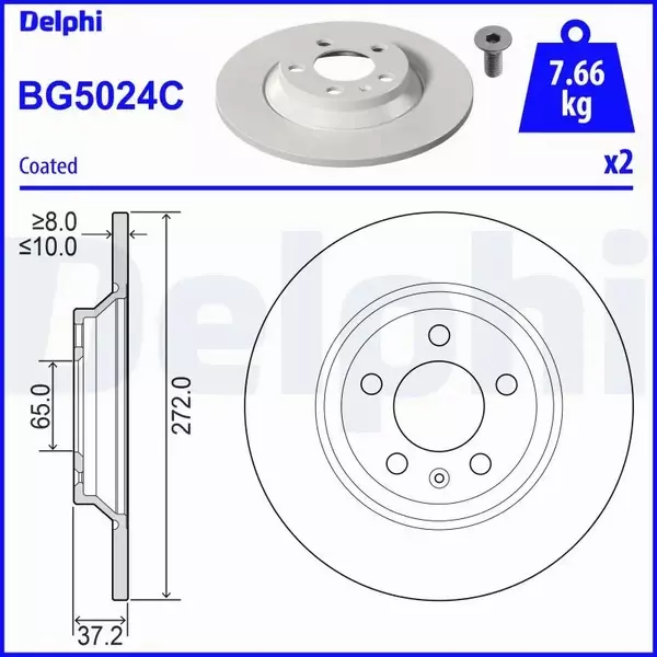 DELPHI TARCZA HAMULCOWA BG5024C 