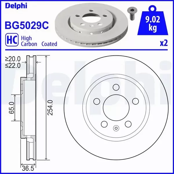 DELPHI TARCZA HAMULCOWA BG5029C 