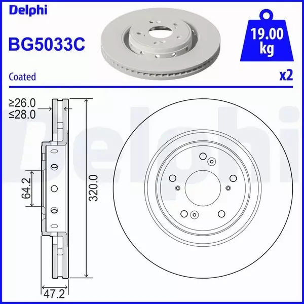 DELPHI TARCZA HAMULCOWA BG5033C 