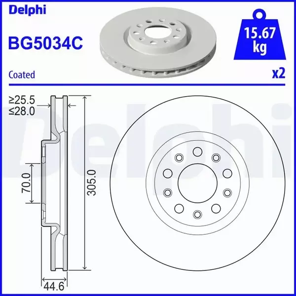 DELPHI TARCZA HAMULCOWA BG5034C 