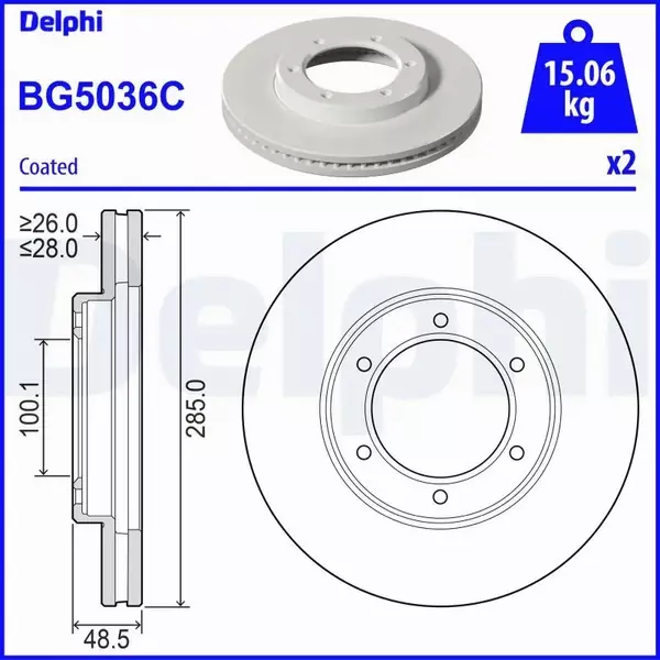 DELPHI TARCZA HAMULCOWA BG5036C 