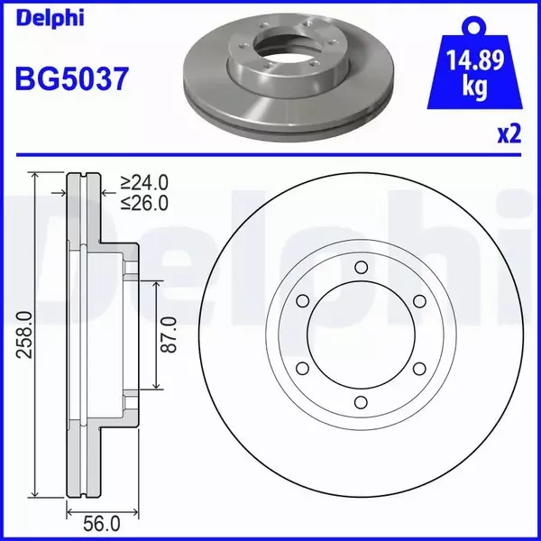 DELPHI TARCZA HAMULCOWA BG5037 