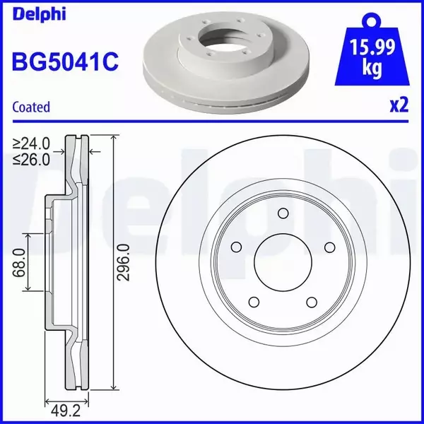 DELPHI TARCZA HAMULCOWA BG5041C 