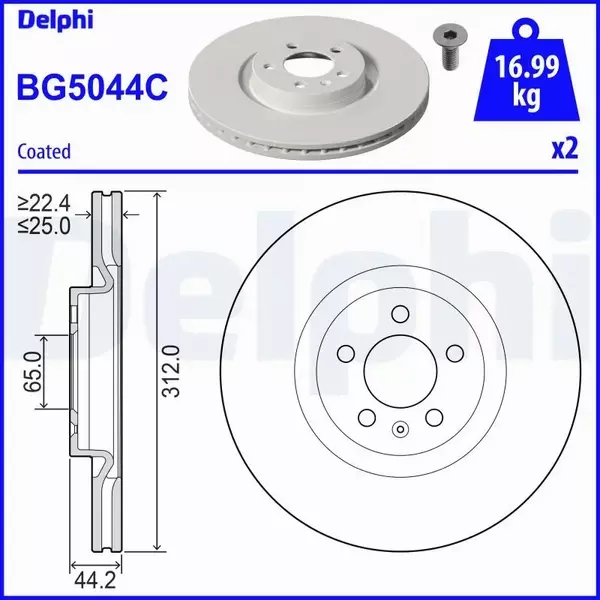 DELPHI TARCZA HAMULCOWA BG5044C 