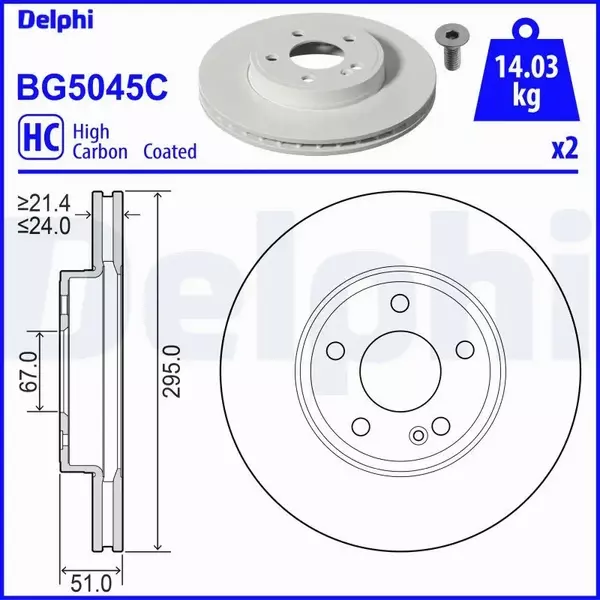 DELPHI TARCZA HAMULCOWA BG5045C 