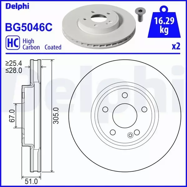 DELPHI TARCZA HAMULCOWA BG5046C 