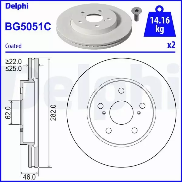 DELPHI TARCZA HAMULCOWA BG5051C 