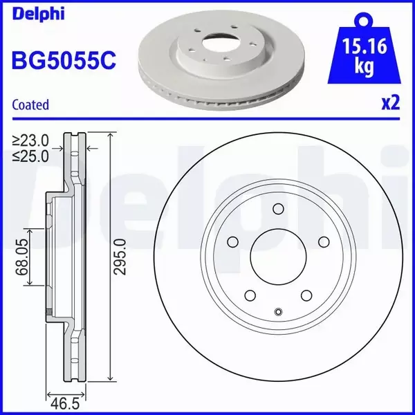 DELPHI TARCZA HAMULCOWA BG5055C 