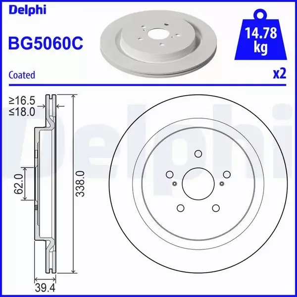 DELPHI TARCZA HAMULCOWA BG5060C 