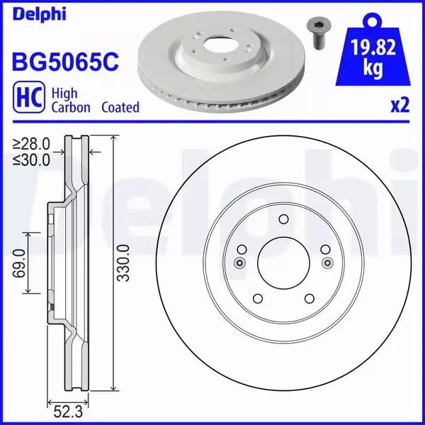 DELPHI TARCZA HAMULCOWA BG5065C 