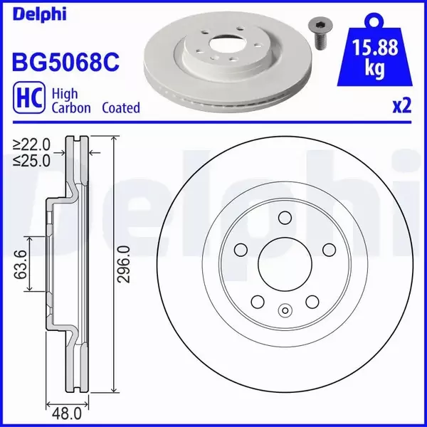 DELPHI TARCZA HAMULCOWA BG5068C 