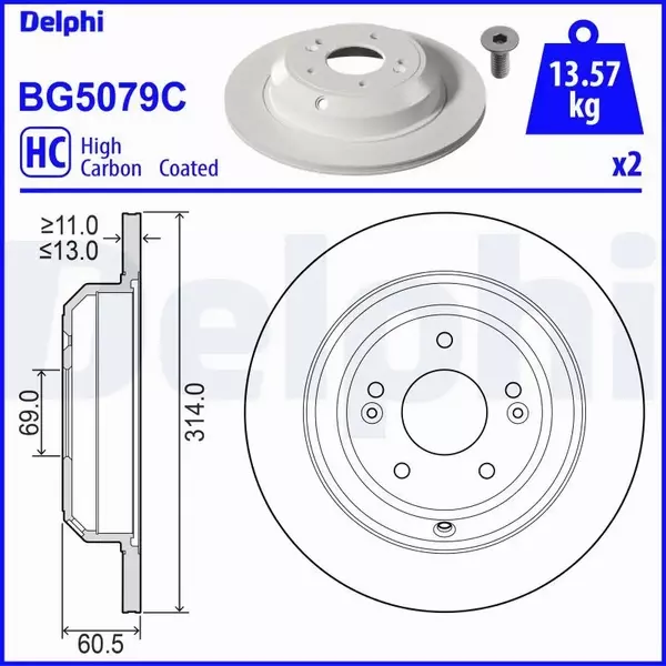 DELPHI TARCZA HAMULCOWA BG5079C 