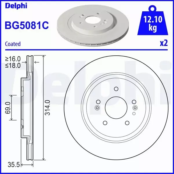 DELPHI TARCZA HAMULCOWA BG5081C 